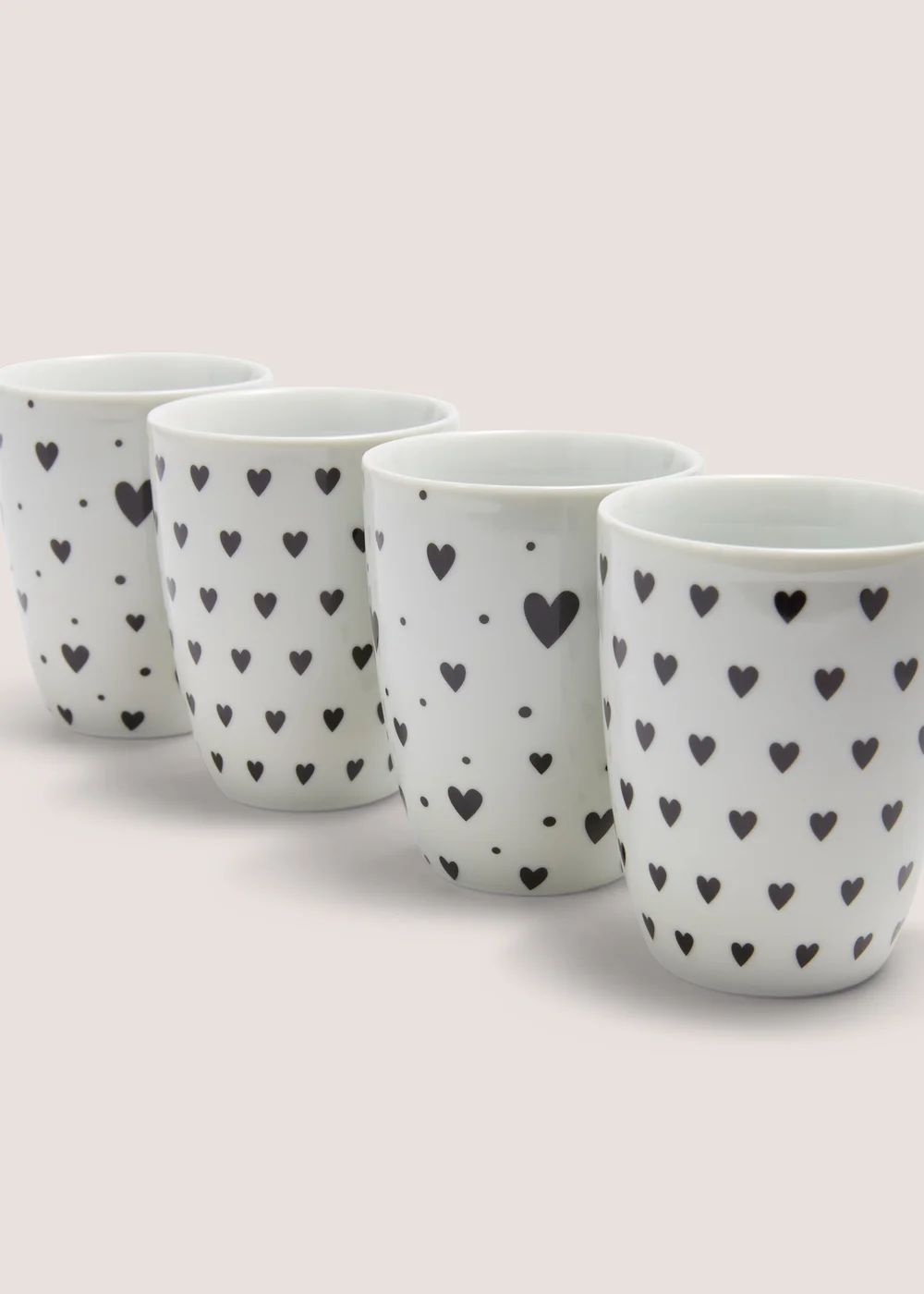 4 Pack White Heart Mugs Image 2