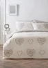 Grey Floral Hearts Duvet Set - Single Image 1