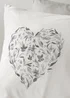 Grey Floral Hearts Duvet Set - Single Image 2