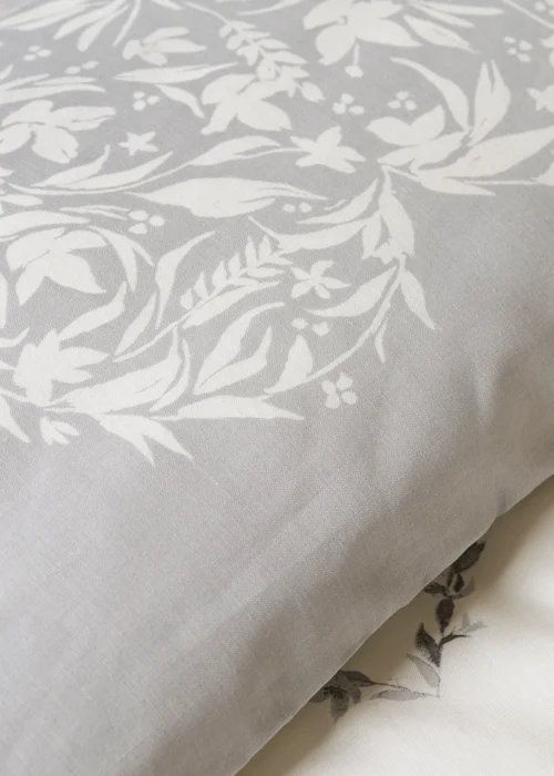 Grey Floral Hearts Duvet Set - Single Image 3