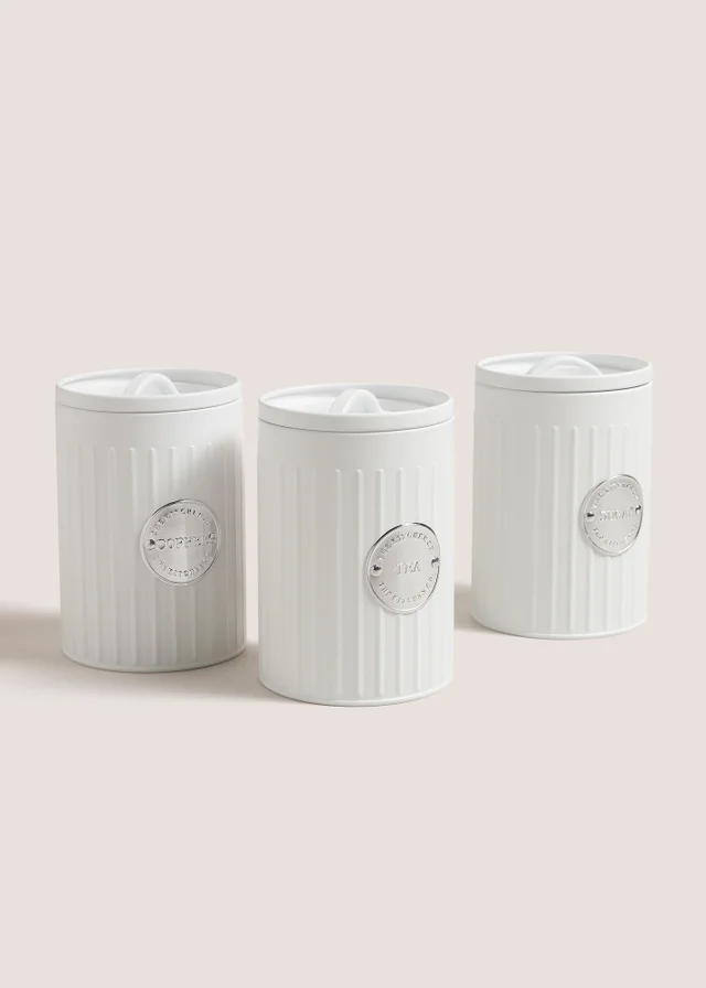 White Tea/Coffee/Sugar Canisters (16cm x 11cm)