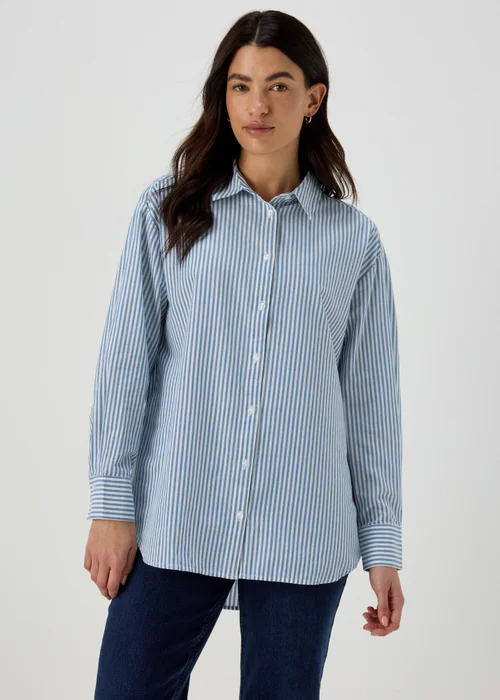 Blue Stripe Cotton Shirt - Size 8 Image 1