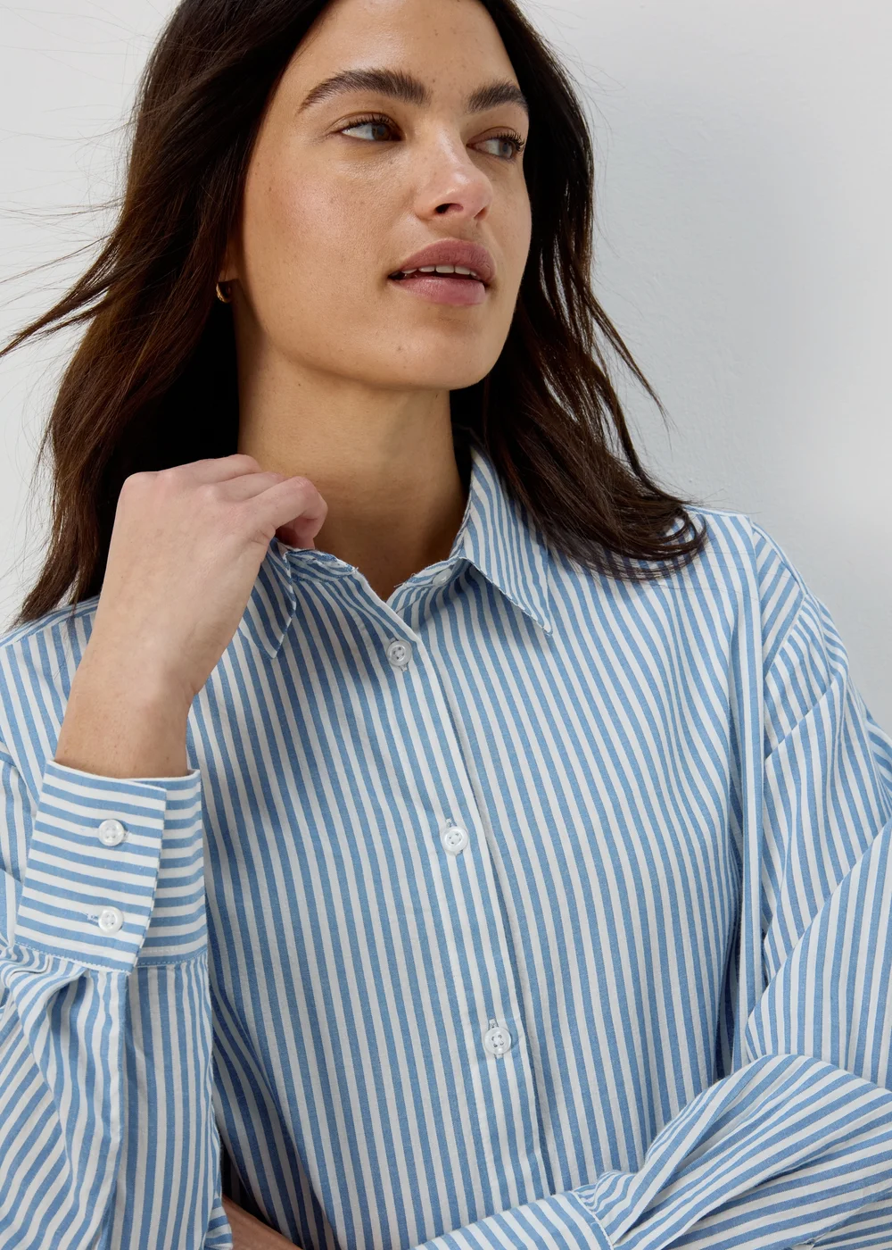Blue Stripe Cotton Shirt - Size 8 Image 3