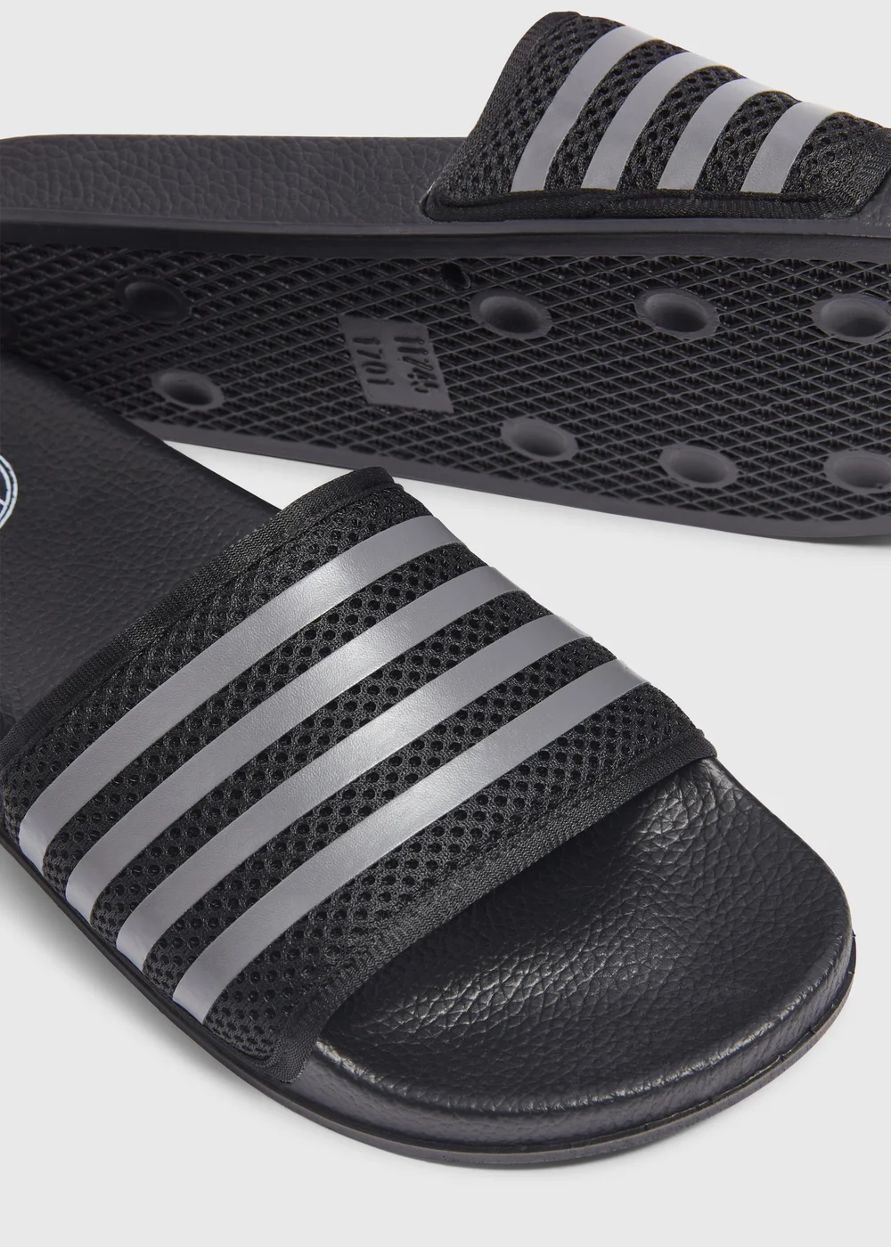 Black Mesh Stripe Comfort Sliders - Size 6 Image 2