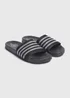 Black Mesh Stripe Comfort Sliders - Size 6 Image 1