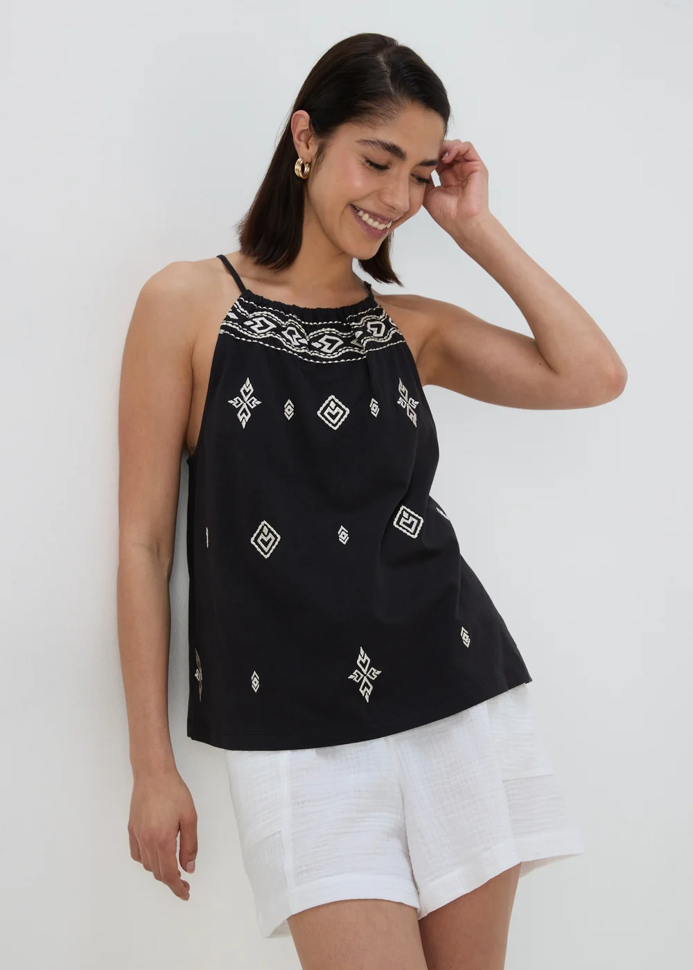 Black Embroidered Cami - Size 8 Image 1