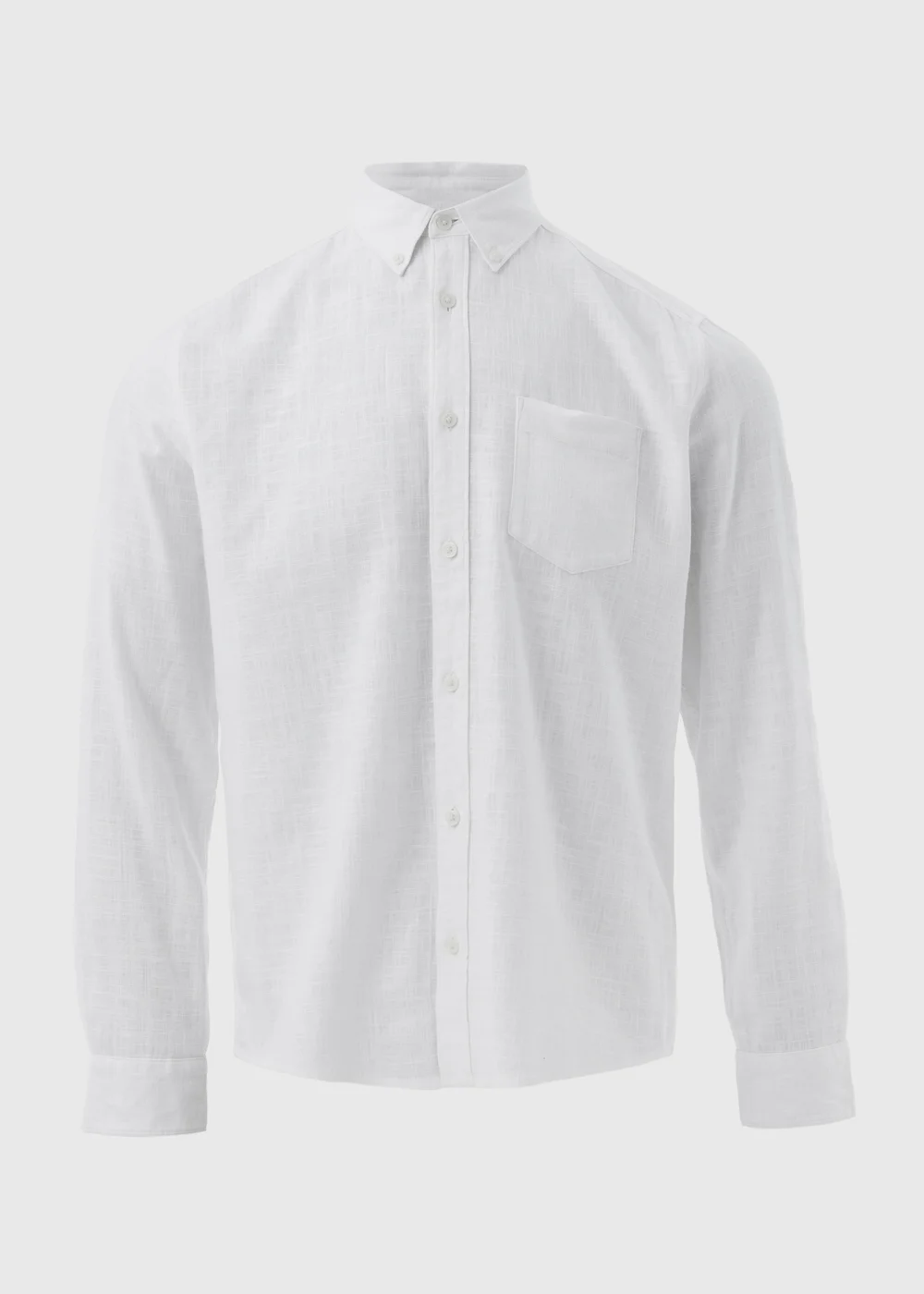 White Roll Up Sleeve Linen Viscose Shirt - S Image 5