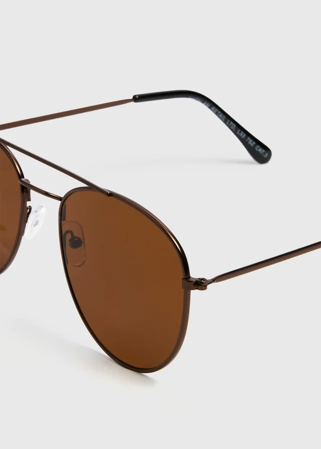 Brown Aviator Sunglasses