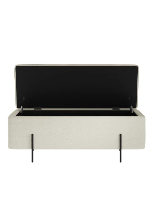 LPD Furniture Lola Storage Ottoman Ivory Boucle (460x435x1150mm) - No Size Image 3