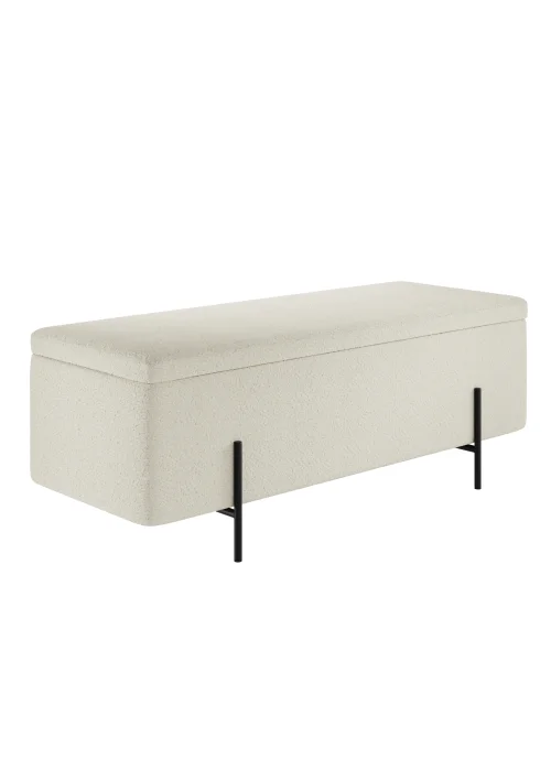 LPD Furniture Lola Storage Ottoman Ivory Boucle (460x435x1150mm) - No Size Image 4