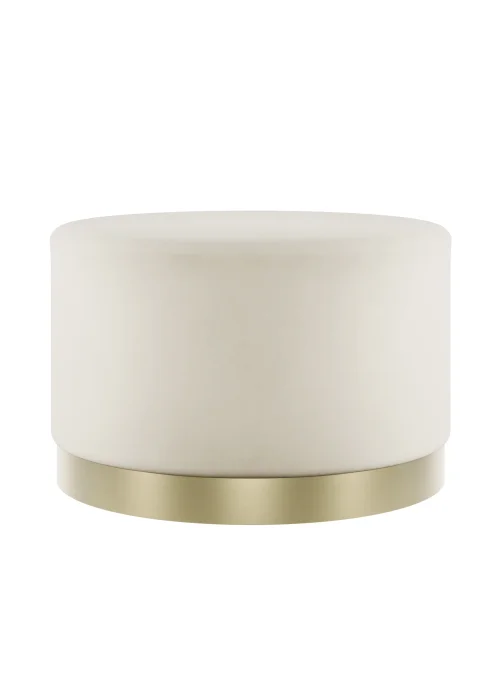 LPD Furniture Lara Pouffe Cream Velvet Large (350x600x600mm) - No Size Image 1