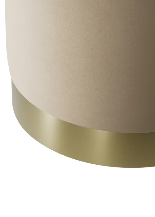 LPD Furniture Lara Pouffe Beige Velvet Small (435x405x405mm) - No Size Image 2