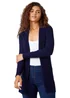 Roman Midnight Blue Longline Stretch Ribbed Cardigan - Size 10 Image 1