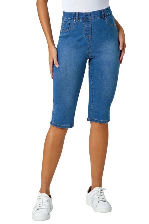 Roman Denim Stretch Knee Length Pedal Pusher - 14 Image 1