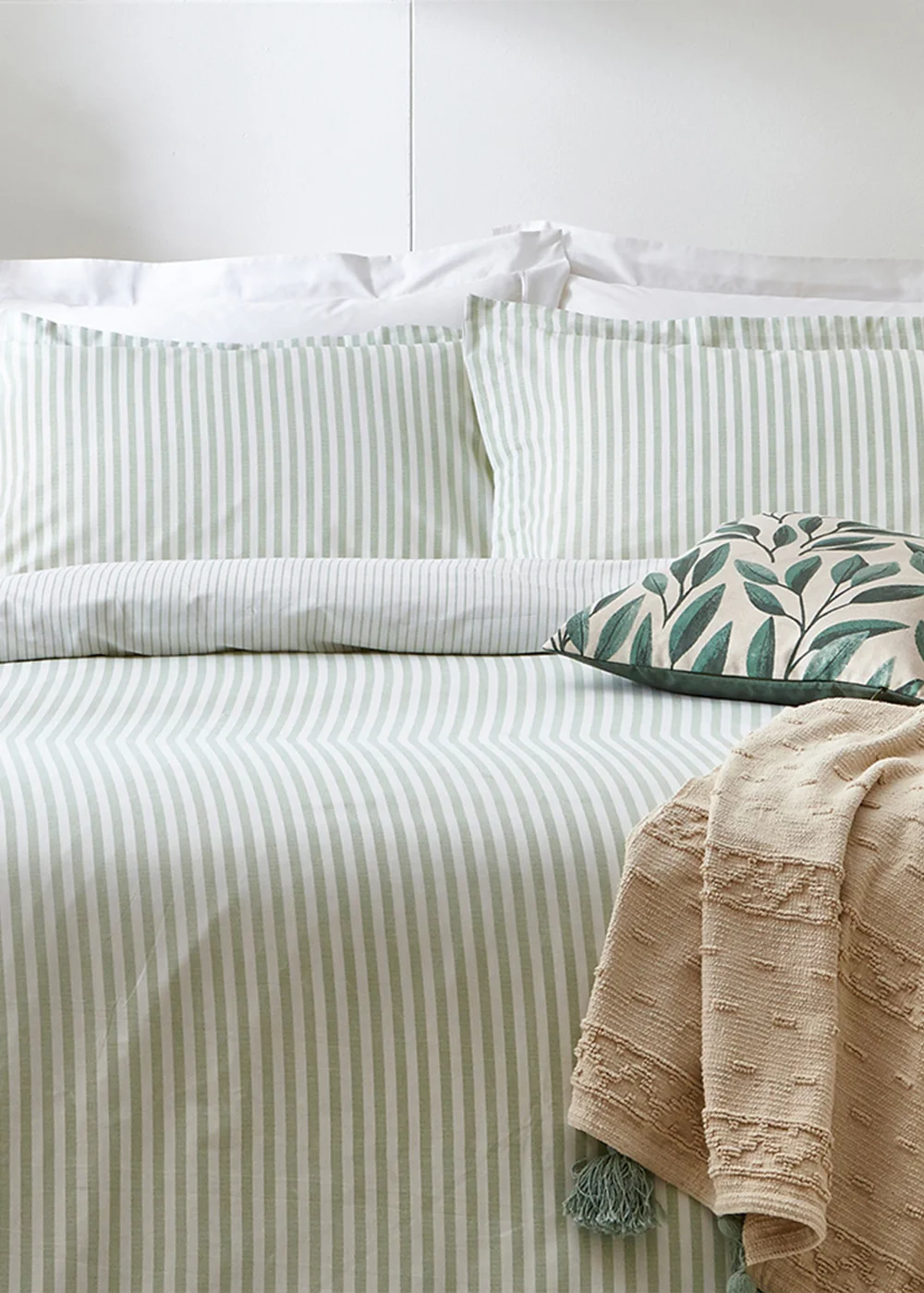 Yard Hebden Melange Green Stripe Duvet Cover Set - Single Image 2