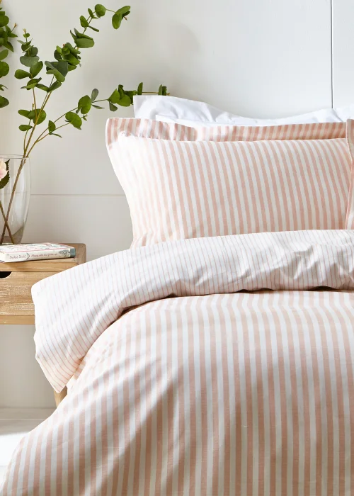 Yard Hebden Melange Blush Pink Stripe Duvet Cover Set - King Image 3