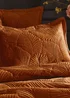 Paoletti Palmeria Quilted Velvet Duvet Cover Set Rust - Double Image 2