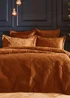 Paoletti Palmeria Quilted Velvet Duvet Cover Set Rust - Double Image 1