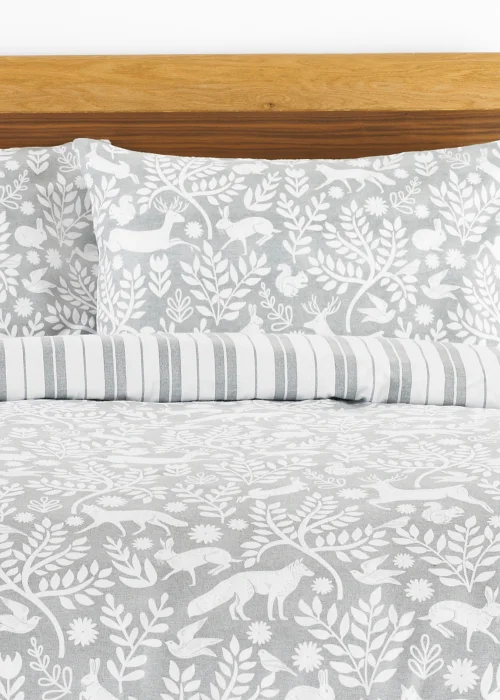 furn. Skandi Woodland Floral Brushed Cotton Duvet Cover Set Grey - Single Image 3