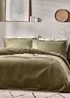 Yard Waffle Textured 100% Cotton Duvet Cover Set Olive - Single Image 1