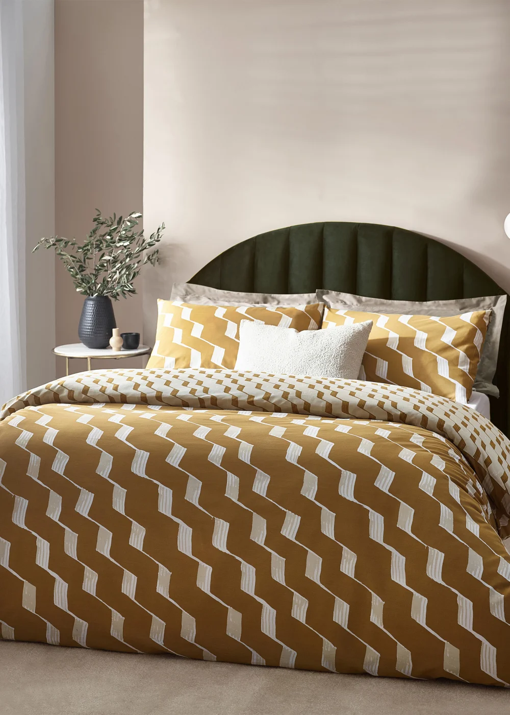 Hoem Zabine Abstract Cotton Rich Duvet Cover Set Honey - Double Image 2