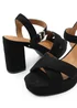 Where's That From Black Suede Marcia Platform Strappy Block Heels - Size 8 Image 2