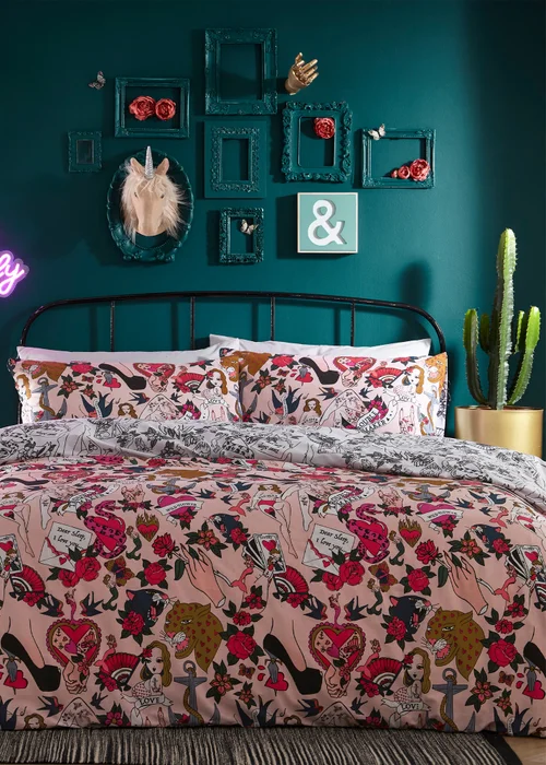 furn. Inked Tattoo Inspired Duvet Cover Set - Single Image 2