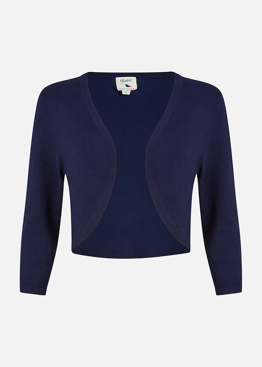 Yumi Navy Knitted Curved Bolero - Large Image 2