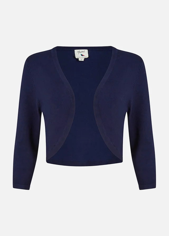 Yumi Navy Knitted Curved Bolero
