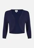 Yumi Navy Knitted Curved Bolero - Large Image 2
