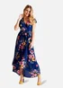 Mela Blue Floral Wrap Over Dipped Hem Midi Dress - 8 Image 1