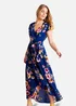 Mela Blue Floral Wrap Over Dipped Hem Midi Dress - 8 Image 2