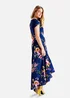 Mela Blue Floral Wrap Over Dipped Hem Midi Dress - 8 Image 3