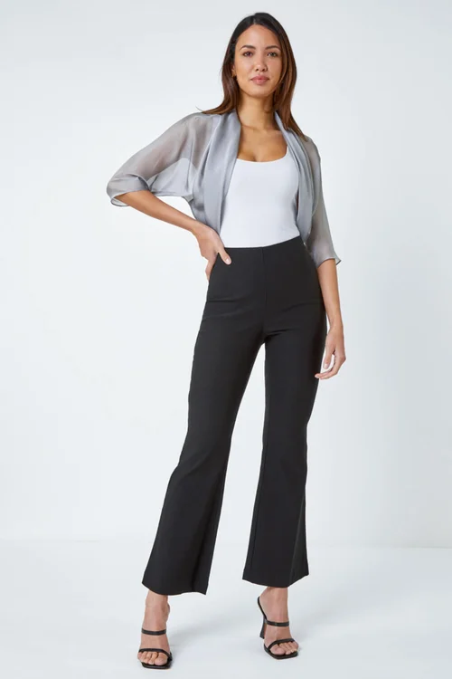 Roman Grey 3/4 Sleeve Ruched Hem Chiffon Bolero - Size 14 Image 2