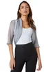 Roman Grey 3/4 Sleeve Ruched Hem Chiffon Bolero - Size 14 Image 1