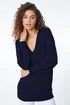 Roman Navy V-Neck Stretch Jumper - Size 16 Image 4