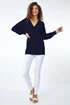Roman Navy V-Neck Stretch Jumper - Size 16 Image 3