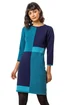 Roman Blue Colour Block Knitted Dress - Size 14 Image 1