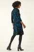 Roman Teal Floral Print Cowl Neck Dress - 18 Image 3