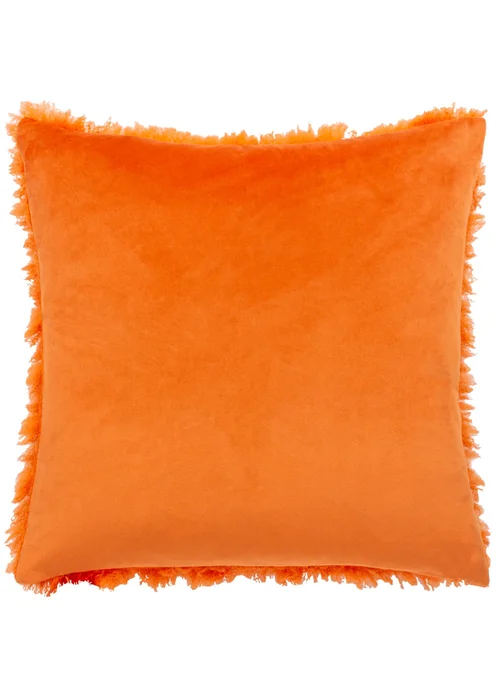 Heya Home Fluff Ball Faux Fur Filled Cushion (45cm x 45cm x 8cm) Orange Fever - One Size Image 3