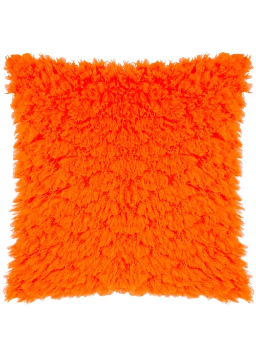 Heya Home Fluff Ball Faux Fur Filled Cushion (45cm x 45cm x 8cm) Orange Fever - One Size Image 2