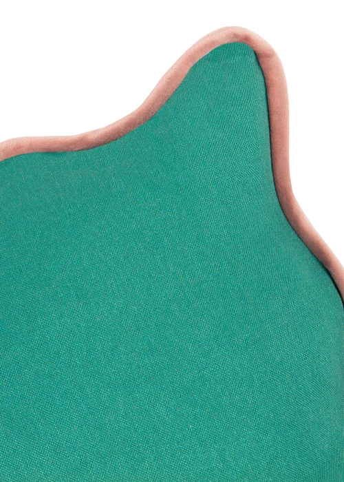 Heya Home Wiggle Velvet Piped Ready Filled Cushion (45cm x 45cm x 8cm) Green/Pink - One Size Image 3