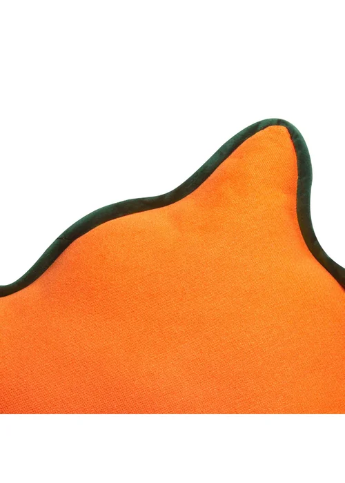 Heya Home Wiggle Velvet Piped Ready Filled Cushion (45cm x 45cm x 8cm) Orange/Green - One Size Image 4