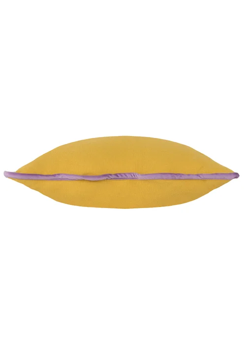 Heya Home Wiggle Velvet Piped Ready Filled Cushion (45cm x 45cm x 8cm) Yellow/Lilac - One Size Image 2