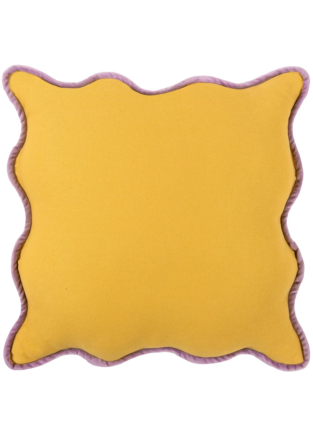Heya Home Wiggle Velvet Piped Ready Filled Cushion (45cm x 45cm x 8cm) Yellow/Lilac - One Size Image 1