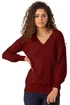 Roman Red Plain V-Neck Stretch Longline Jumper - Size 14 Image 1