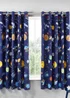 Catherine Lansfield Lost In Space Fully Reversible Curtains Grey/Blue - 66W X 72D (168x183cm) Image 1