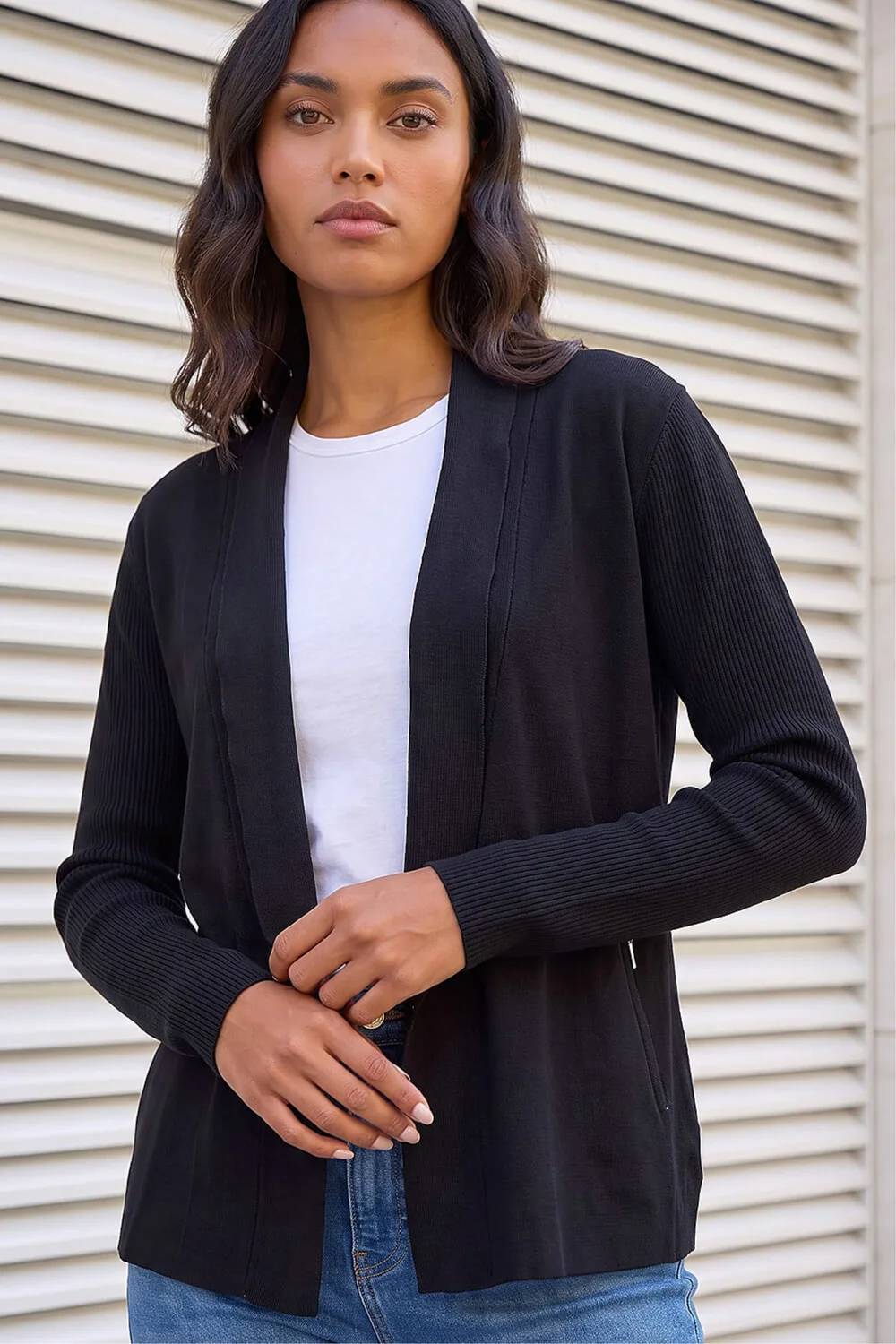 Roman Black Knitted Zip Detail Jacket - 20 Image 1