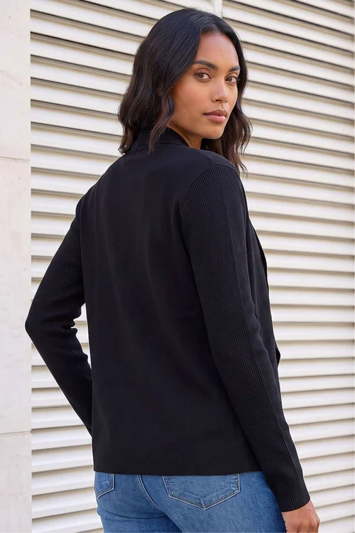 Roman Black Knitted Zip Detail Jacket - 20 Image 4
