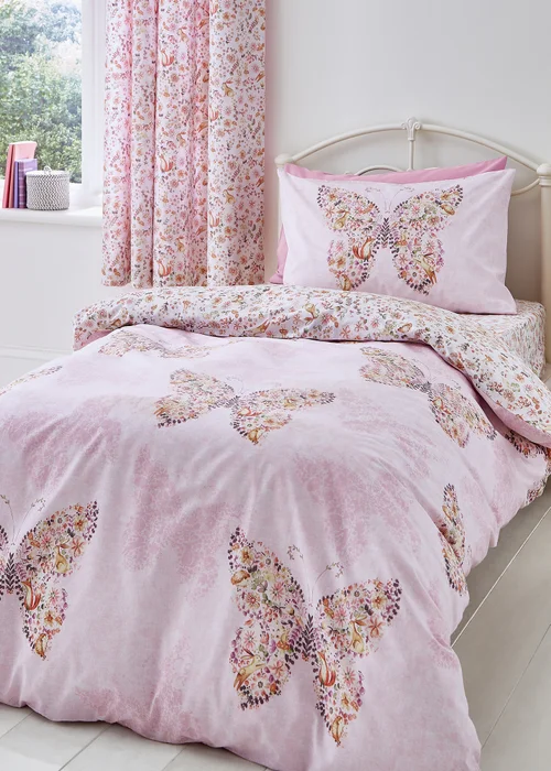 Catherine Lansfield Enchanted Butterfly Reversible Duvet Set - Single Image 1